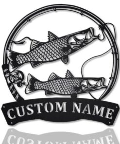 Common Snook Fish Metal Art Personalized Metal Name Sign Decor Home Fishing Gift for Fisherman