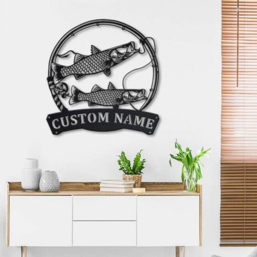 Common Snook Fish Metal Art Personalized Metal Name Sign Decor Home Fishing Gift for Fisherman