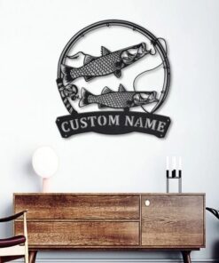 Common Snook Fish Metal Art Personalized Metal Name Sign Decor Home Fishing Gift for Fisherman
