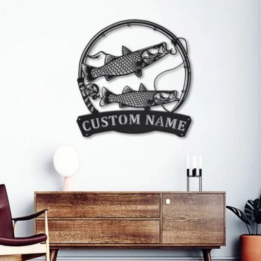 Common Snook Fish Metal Art Personalized Metal Name Sign Decor Home Fishing Gift for Fisherman