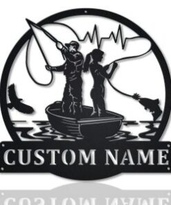 Couple Fishing Metal Sign Personalized Fish Decor