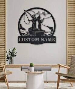 Couple Fishing Metal Sign Personalized Fish Decor