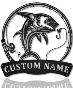 Dolphin Fish Metal Art Personalized Metal Name Sign Decor Home Fishing Gift for Fisherman