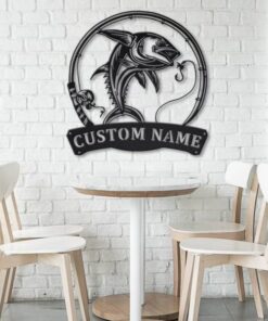 Dolphin Fish Metal Art Personalized Metal Name Sign Decor Home Fishing Gift for Fisherman