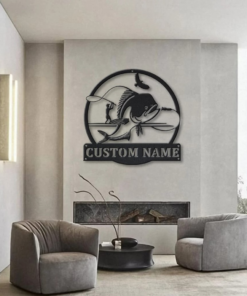 Mahi Fish Metal Art Personalized Metal Name Sign Decor Home Fishing Gift for Fisherman