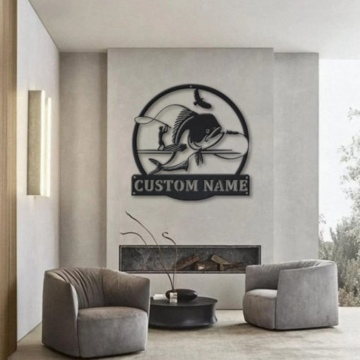 Mahi Fish Metal Art Personalized Metal Name Sign Decor Home Fishing Gift for Fisherman