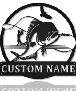 Mahi Fish Metal Art Personalized Metal Name Sign Decor Home Fishing Gift for Fisherman