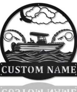 Fishing Boat Metal Art Personalized Metal Name Sign Home Decor Gift for Fisherman