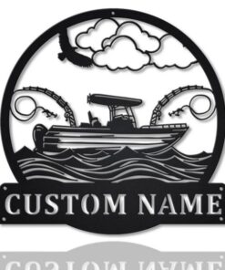 Fishing Boat Metal Art Personalized Metal Name Sign Home Decor Gift for Fisherman