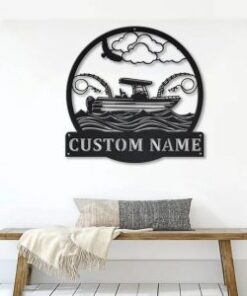 Fishing Boat Metal Art Personalized Metal Name Sign Home Decor Gift for Fisherman