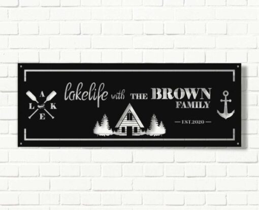 Lake House Personalized Metal Signs Custom Cabin Metal Sign Lake House Decor Housewarming Gift Metal Last Name Sign