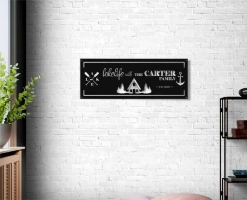 Lake House Personalized Metal Signs Custom Cabin Metal Sign Lake House Decor Housewarming Gift Metal Last Name Sign