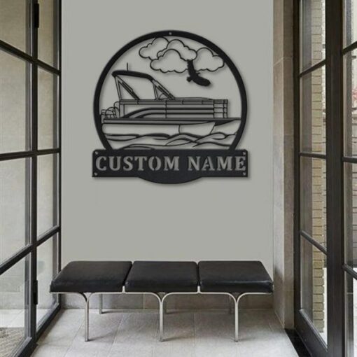 Pontoon Boat Captain Metal Art Personalized Metal Name Sign Lake House Decor Housewarming Gift