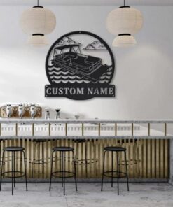 Pontoon Boat Metal Art Personalized Metal Name Sign Lake House Decor Housewarming Gift