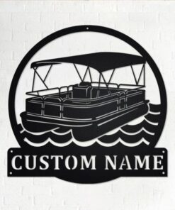 Pontoon Boat Metal Wall Art Personalized Metal Name Sign Home Decor Housewarming Gift