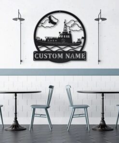 Tugboat Ship Metal Art Personalized Metal Name Sign Home Decor Housewarming Gift