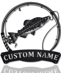 Alaska Salmon Fish Metal Art Personalized Metal Name Sign Decor Home Fishing Gift for Fisherman