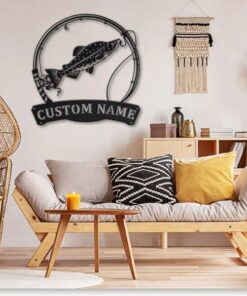Alaska Salmon Fish Metal Art Personalized Metal Name Sign Decor Home Fishing Gift for Fisherman