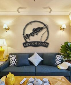 Alaska Salmon Fish Metal Art Personalized Metal Name Sign Decor Home Fishing Gift for Fisherman