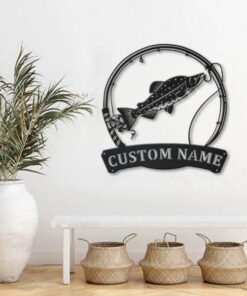 Alaska Salmon Fish Metal Art Personalized Metal Name Sign Decor Home Fishing Gift for Fisherman