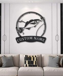 American Sailfish Metal Art Personalized Metal Name Sign Decor Home Fishing Gift for Fisherman