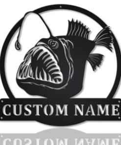 Anglerfish Fishing Custom Metal Signs Personalized Fishing Gifts Home Decoration Housewarming Gifts