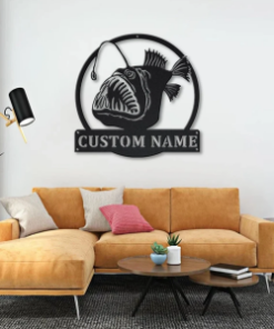 Anglerfish Fishing Custom Metal Signs Personalized Fishing Gifts Home Decoration Housewarming Gifts
