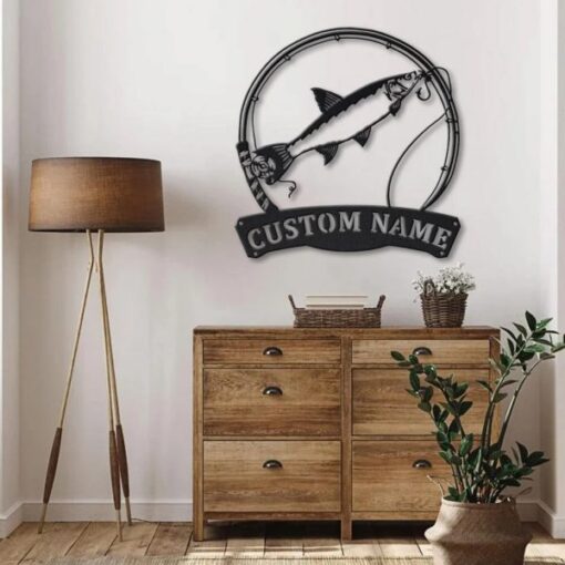 Asp Fish Metal Art Personalized Metal Name Sign Decor Home Fishing Gift for Fisherman