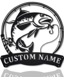 Atlantic Cod Fish Metal Art Personalized Metal Name Sign Decor Home Fishing Gift for Fisherman