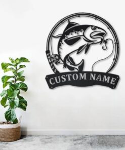 Atlantic Cod Fish Metal Art Personalized Metal Name Sign Decor Home Fishing Gift for Fisherman