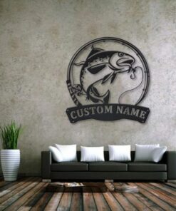 Atlantic Cod Fish Metal Art Personalized Metal Name Sign Decor Home Fishing Gift for Fisherman