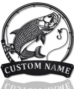 Atlantic Tarpon Fish Metal Art Personalized Metal Name Sign Decor Home Fishing Gift for Fisherman