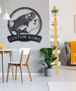 Atlantic Tarpon Fish Metal Art Personalized Metal Name Sign Decor Home Fishing Gift for Fisherman