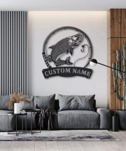 Atlantic Tarpon Fish Metal Art Personalized Metal Name Sign Decor Home Fishing Gift for Fisherman
