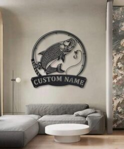 Atlantic Tarpon Fish Metal Art Personalized Metal Name Sign Decor Home Fishing Gift for Fisherman