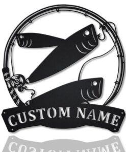 Bait Fish Metal Art Personalized Metal Name Sign Decor Home Fishing Gift for Fisherman