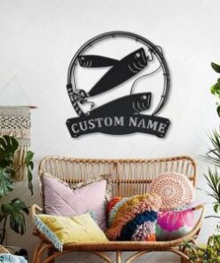 Bait Fish Metal Art Personalized Metal Name Sign Decor Home Fishing Gift for Fisherman