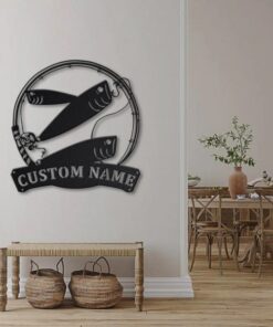 Bait Fish Metal Art Personalized Metal Name Sign Decor Home Fishing Gift for Fisherman