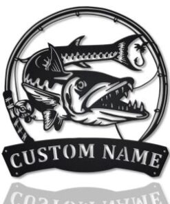 Barracudas Fish Metal Art Personalized Metal Name Sign Decor Home Fishing Gift for Fisherman
