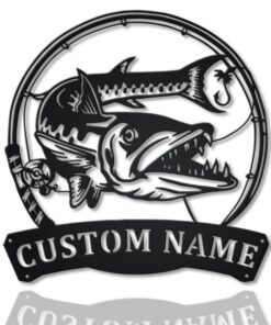 Barracudas Fish Metal Art Personalized Metal Name Sign Decor Home Fishing Gift for Fisherman