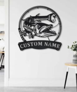 Barracudas Fish Metal Art Personalized Metal Name Sign Decor Home Fishing Gift for Fisherman