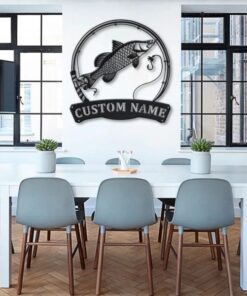Barramundi Fish Metal Art Personalized Metal Name Sign Decor Home Fishing Gift for Fisherman