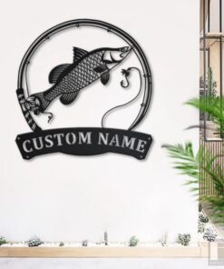 Barramundi Fish Metal Art Personalized Metal Name Sign Decor Home Fishing Gift for Fisherman