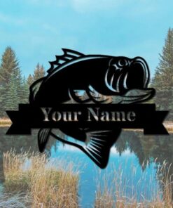 Bass Fish Metal Art Personalized Metal Name Sign Fishing Signs Decor