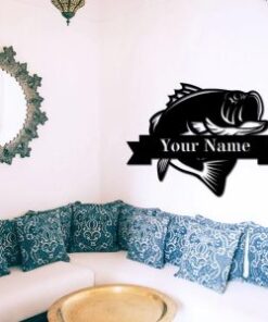 Bass Fish Metal Art Personalized Metal Name Sign Fishing Signs Decor