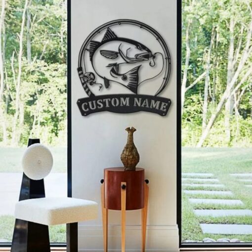 Red Drum Fish Metal Art Personalized Metal Name Sign Decor Home Fishing Gift for Fisherman