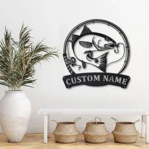 Red Drum Fish Metal Art Personalized Metal Name Sign Decor Home Fishing Gift for Fisherman